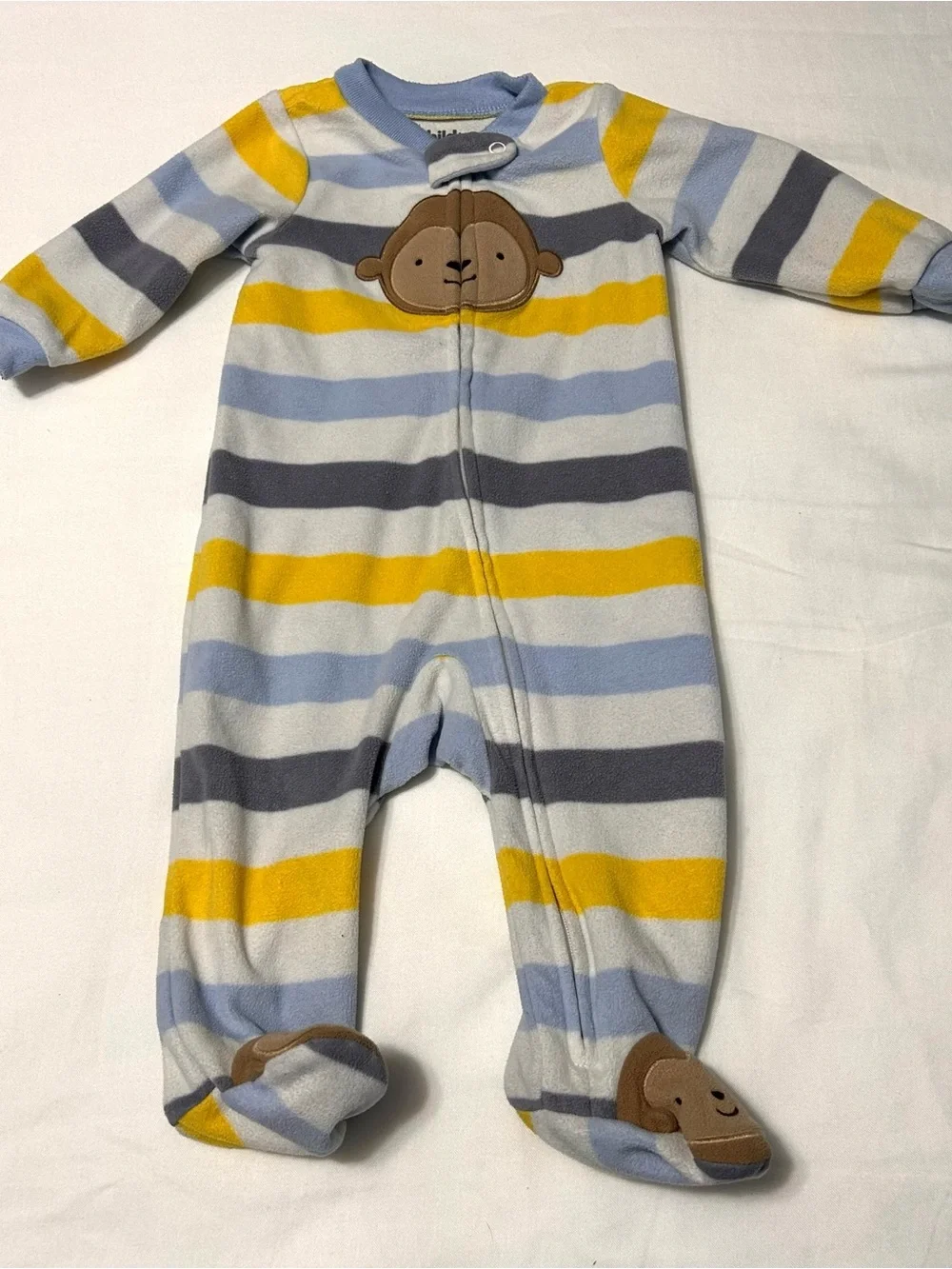 3-6 Month Sleepers Footie 3 pieces! Gray Velour, Stripes and Sports Excellent